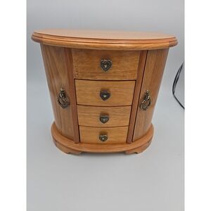 Mele Wooden Jewelry Box light  Finish top lid w/ Mirror 9 Compartments 9" Tall